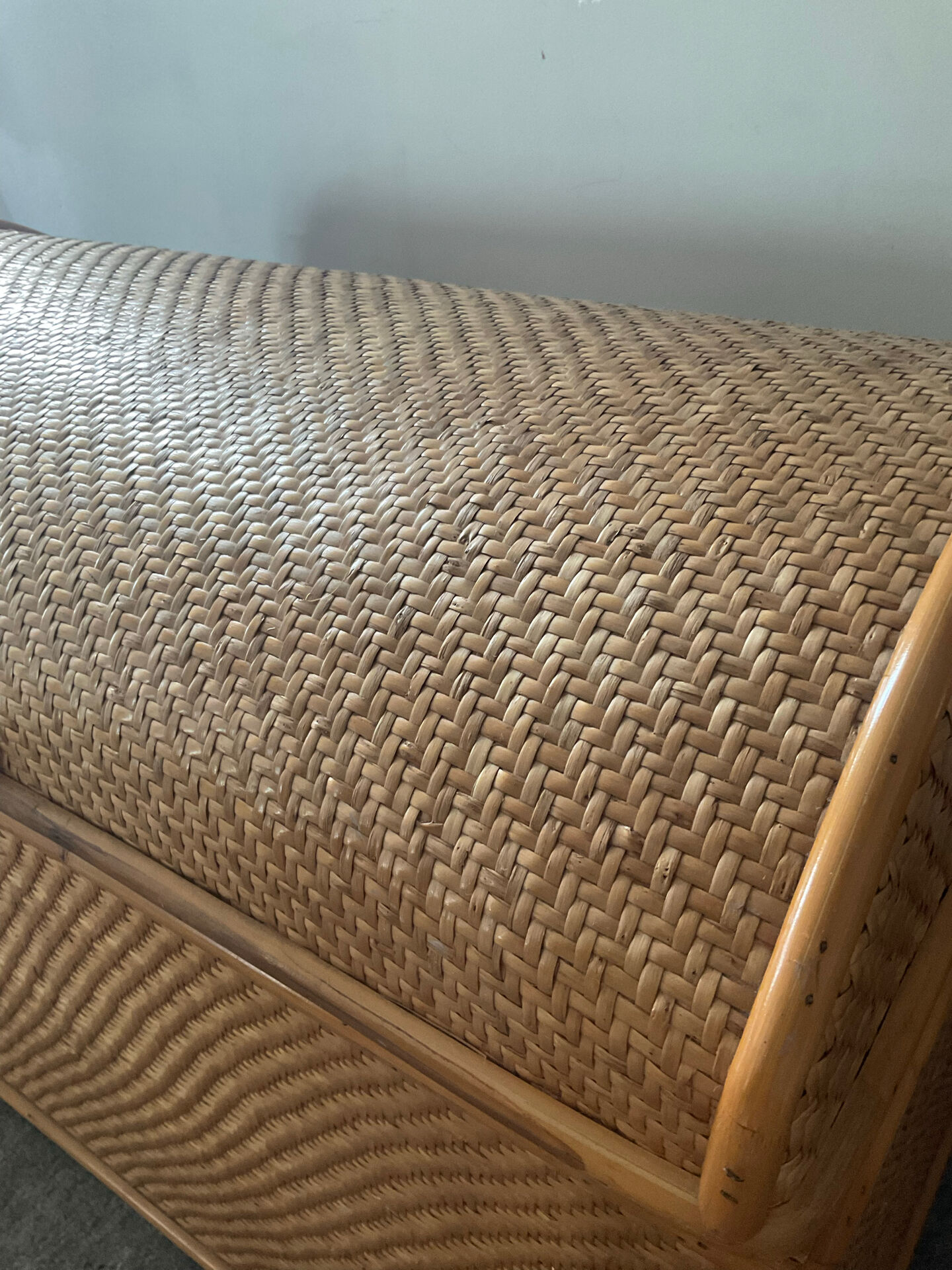 Rattan and wood trunk/box from the 70s-80s.