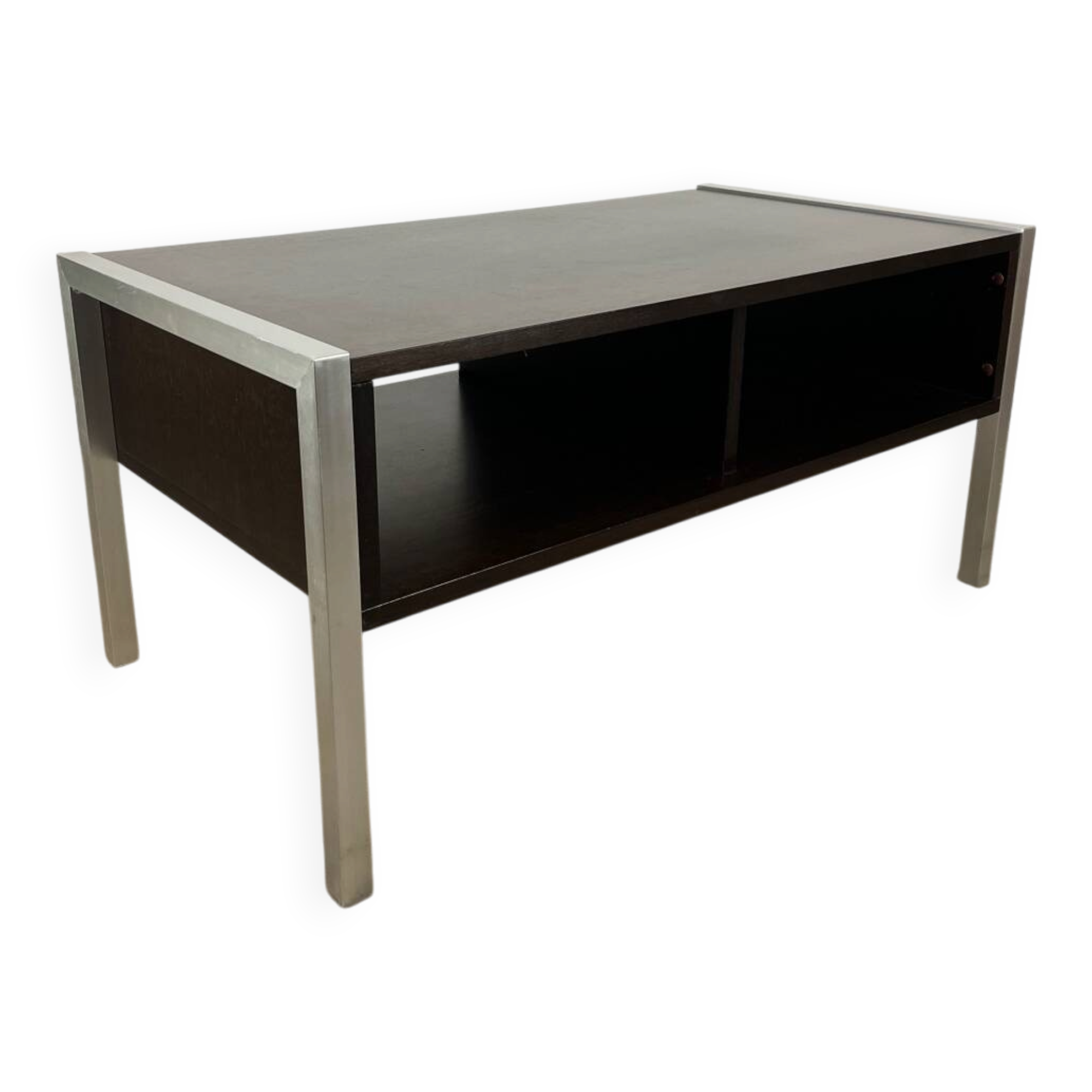 1970s coffee table in teak and aluminium
