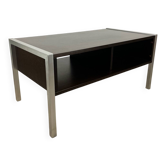 Table basse années 70 en teck et aluminium