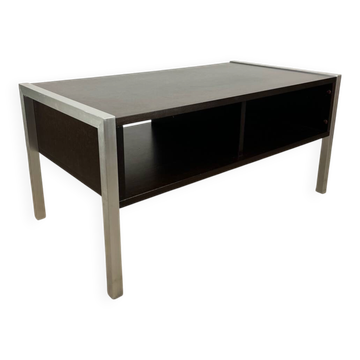 Table basse années 70 en teck et aluminium