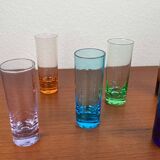 Coloured German shot glasses from the mid-century, 1960s, set of 6.
