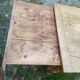 Cherry farm table, turned legs, 2 extensions