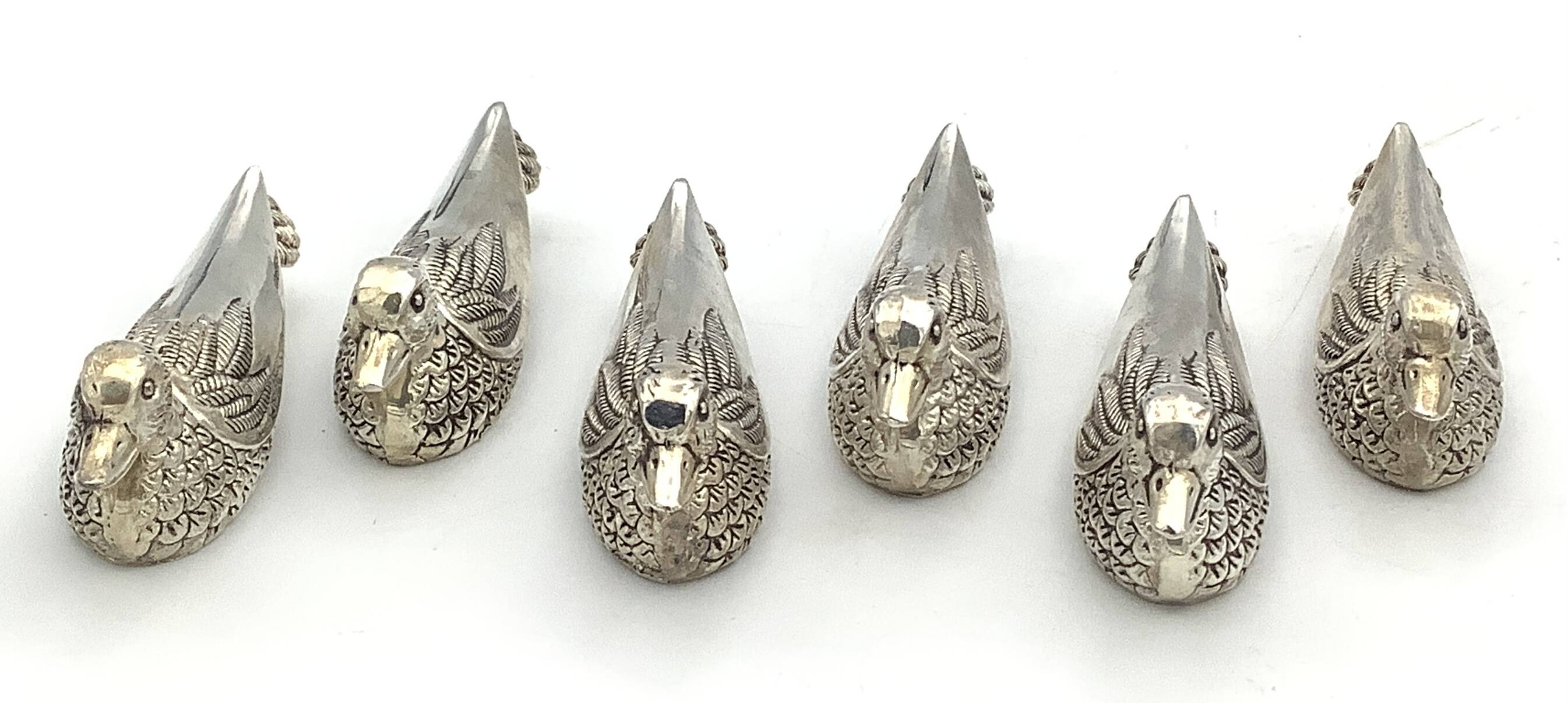 Set of 6 Vintage Duck-Shaped Silver-Plated Knife Rests SILEA