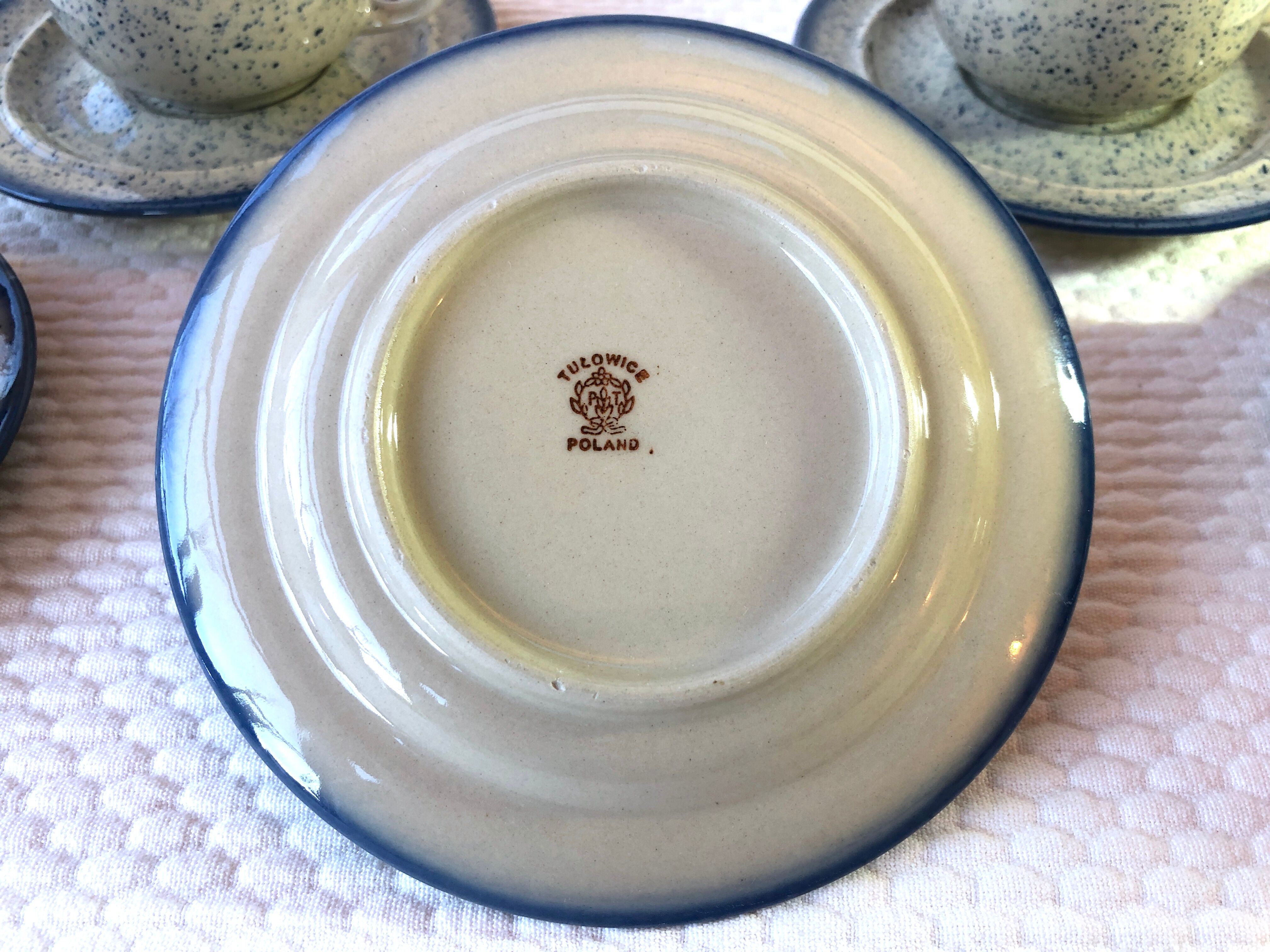 Blue glazed ceramic coffee cups