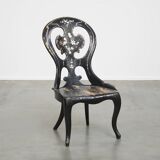 Chaise décorative en nacre de style chinoiserie anglaise du XIXe siècle