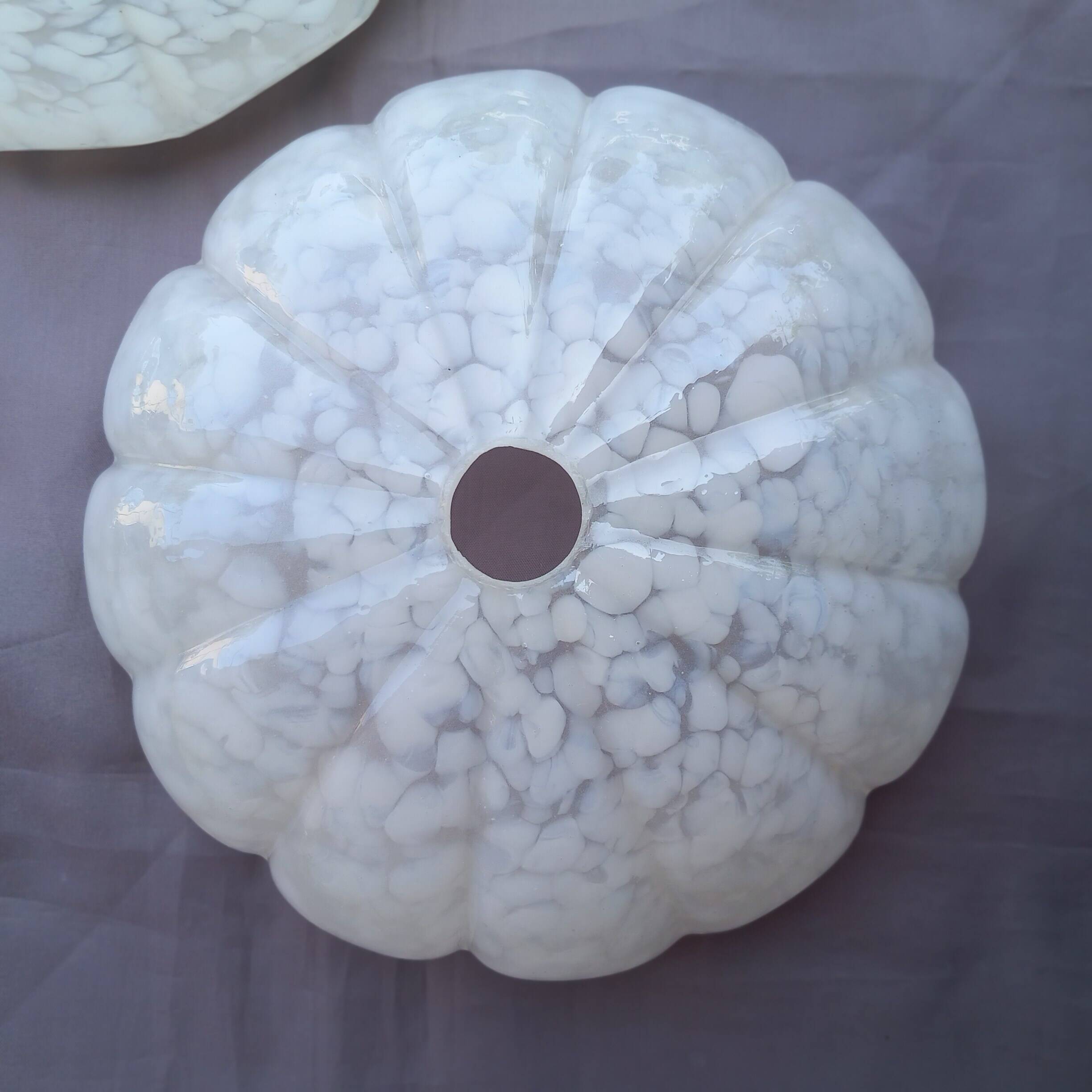 Set of 2 speckled art deco glass globes