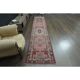 1970s Vintage Turkish Oushak Handmade Wool Cotton Pink Runner Rug 84x416