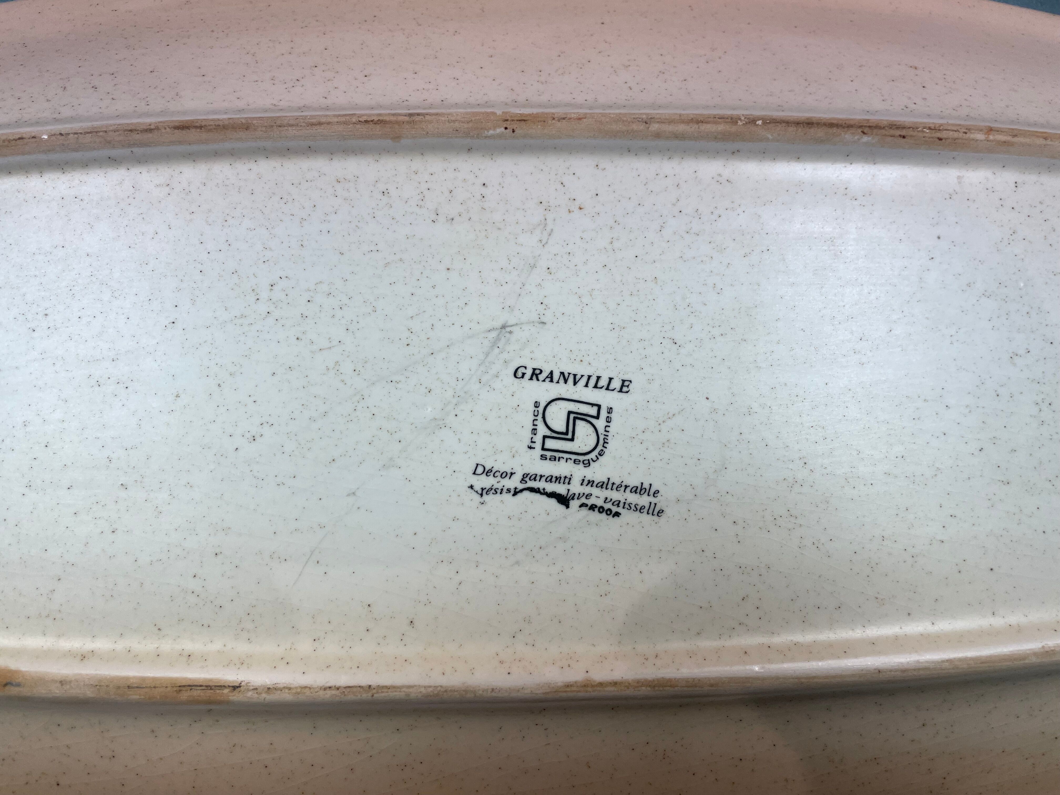 Fish service, Main course and 10 plates Sarreguemines Granville, vintage