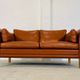 Vintage retro danish mogens hansen 2 person cognac leather sofa