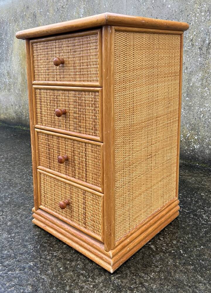 Maugrion weekly planner for Roche Bobois, wood and rattan, 1980s