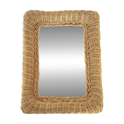 Miroir rotin vintage 1960