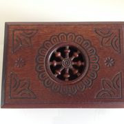 Old patented open-wood cigarette box 30-40 years