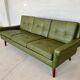 Vintage Danish mid-century Svend Skipper 3 person sofa in olive green leather 1965