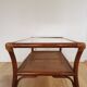 Table basse cannage vintage plateau verre