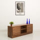 Oiled walnut TV stand equipped with 2 sliding doors and 3 drawers
