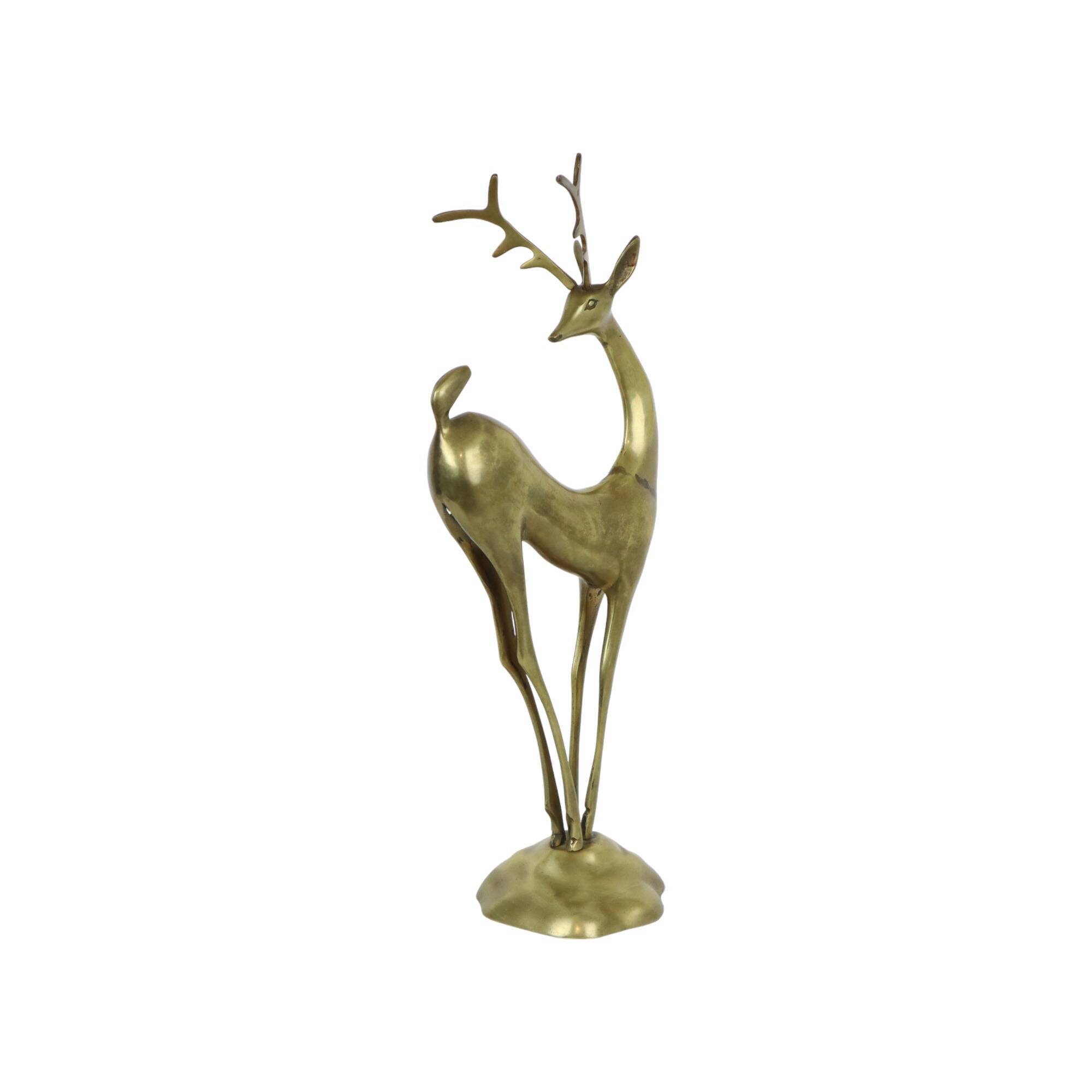 Large vintage brass deer statue sculpture art deco style christmas