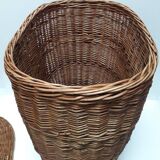 Wicker storage laundry basket and lid