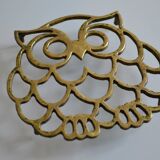 Vintage openwork brass trivet in the shape of an owl or owl