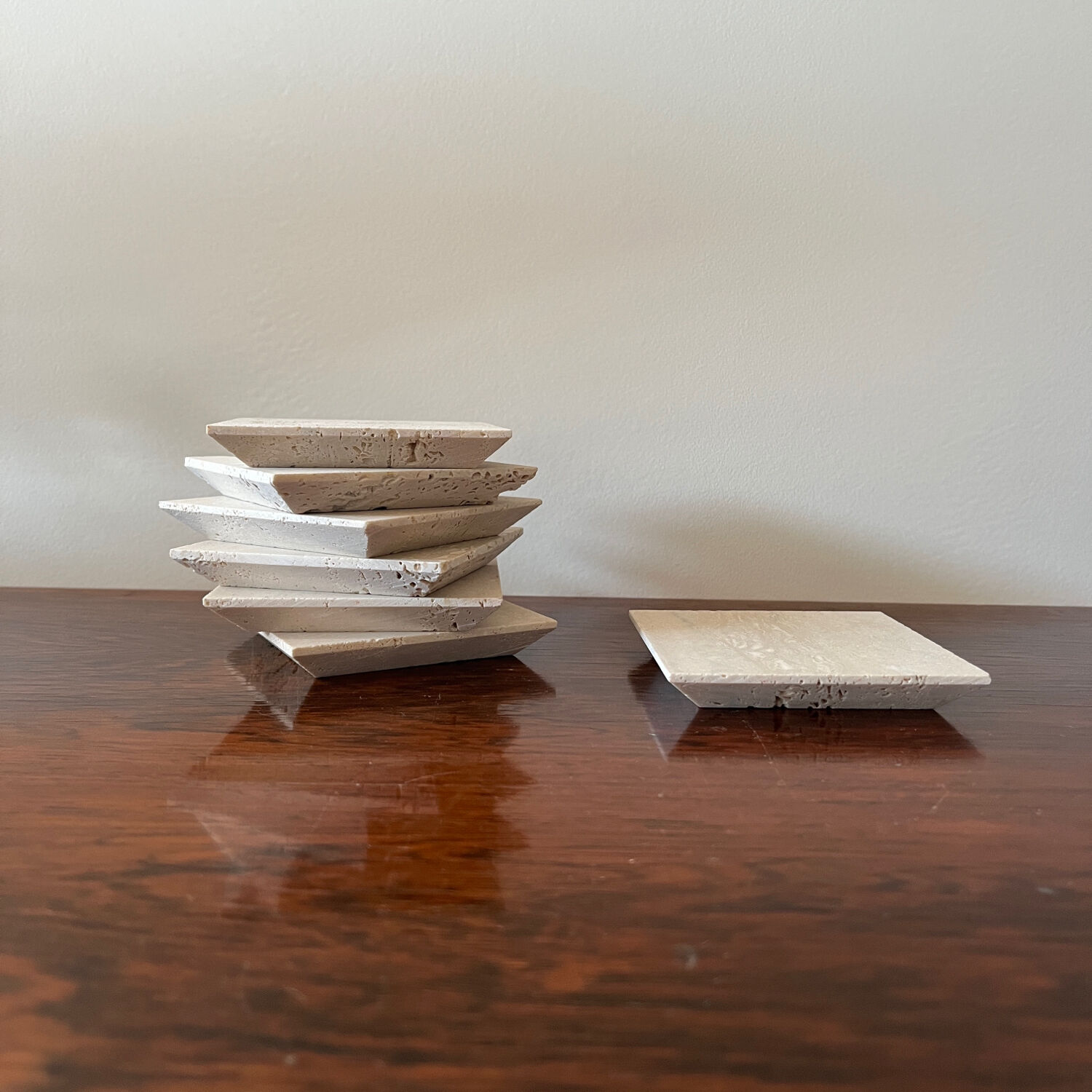 7 travertine marble coasters