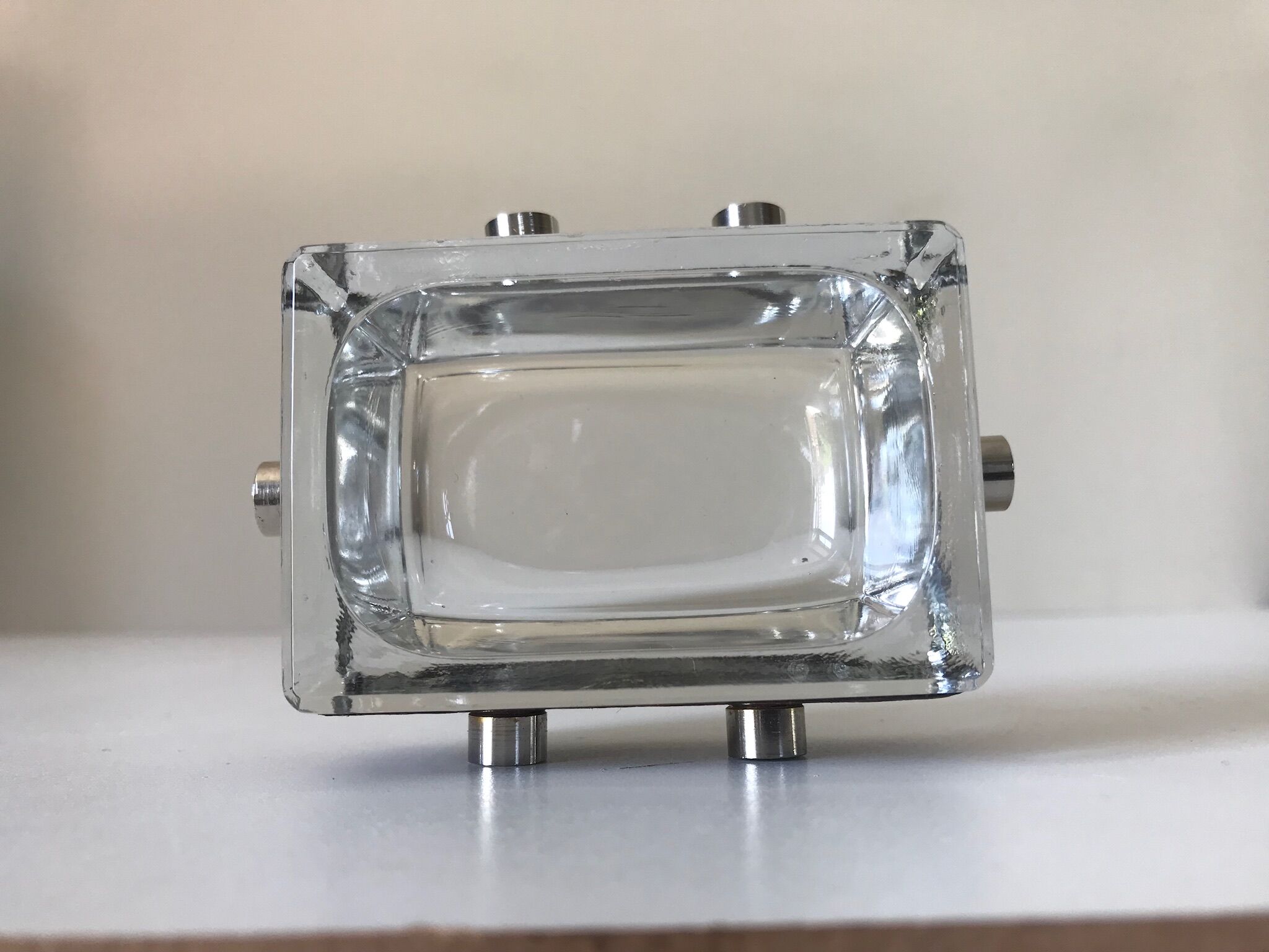 Cendrier cuir et verre moderniste design annees 50 60