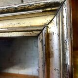 Mirror with golden mercury parquet signed david frame wood and stuck