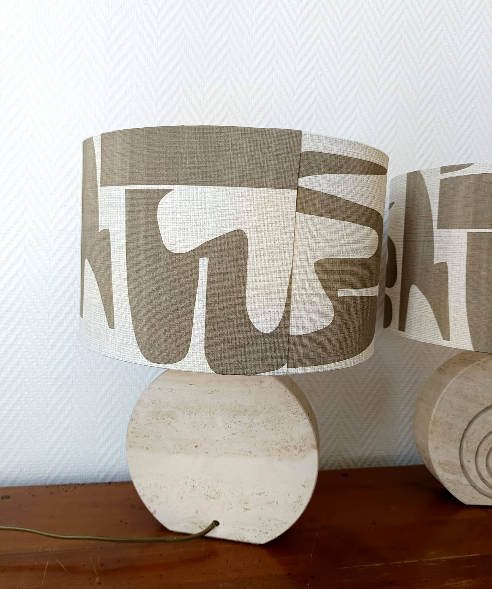 Pair of travertine lamps by Fratelli Mannelli
