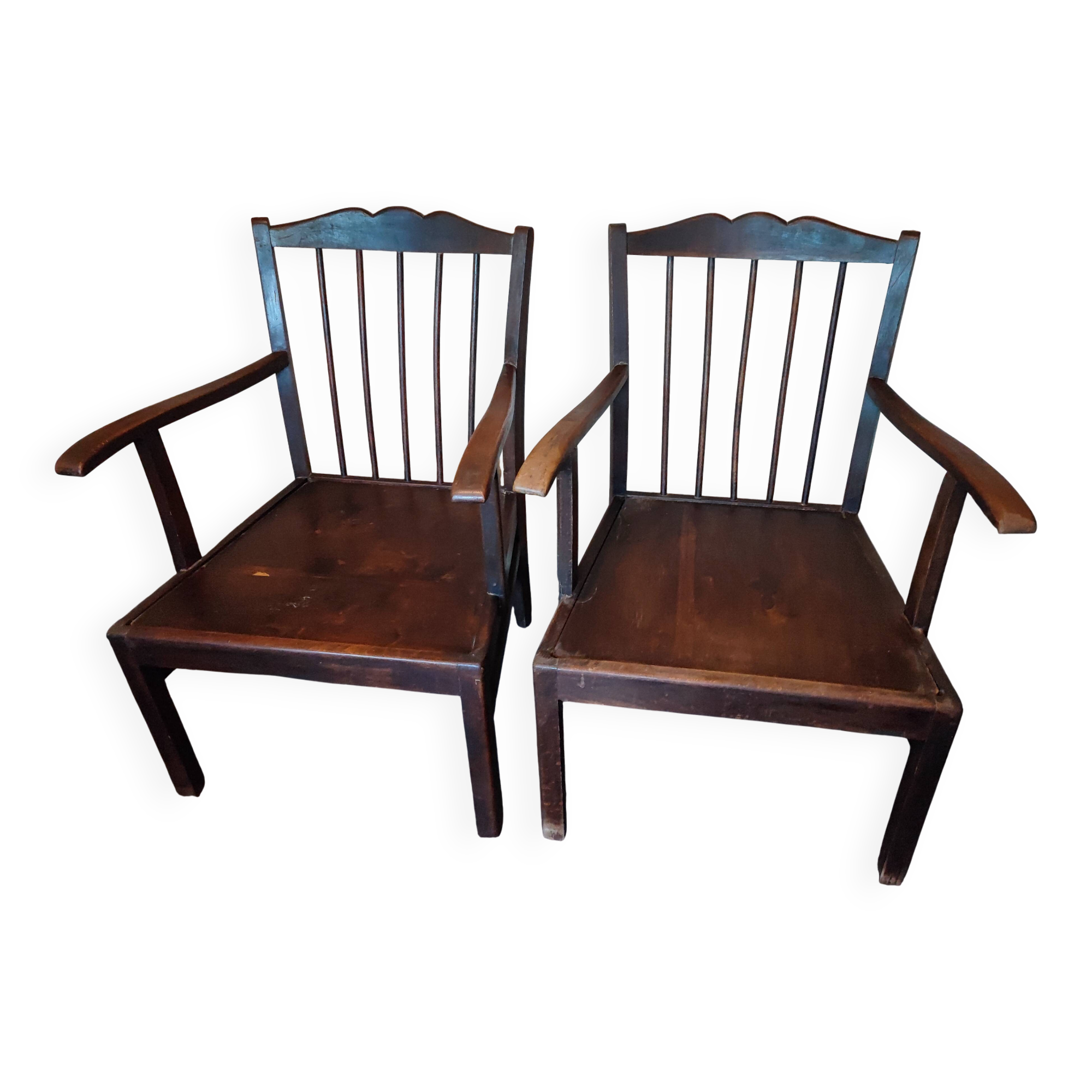 Paire de fauteuils anciens « Éventail » en bois– fin XIXe / début X