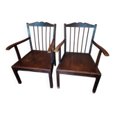 Paire de fauteuils anciens « Éventail » en bois– fin XIXe / début X