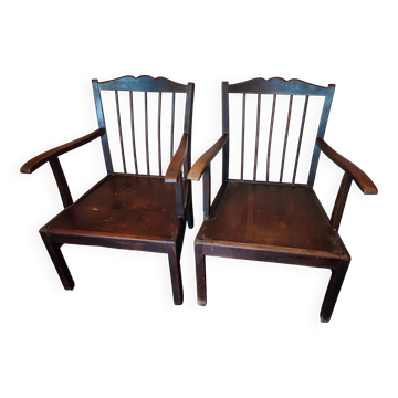 Paire de fauteuils anciens « Éventail » en bois– fin XIXe / début X