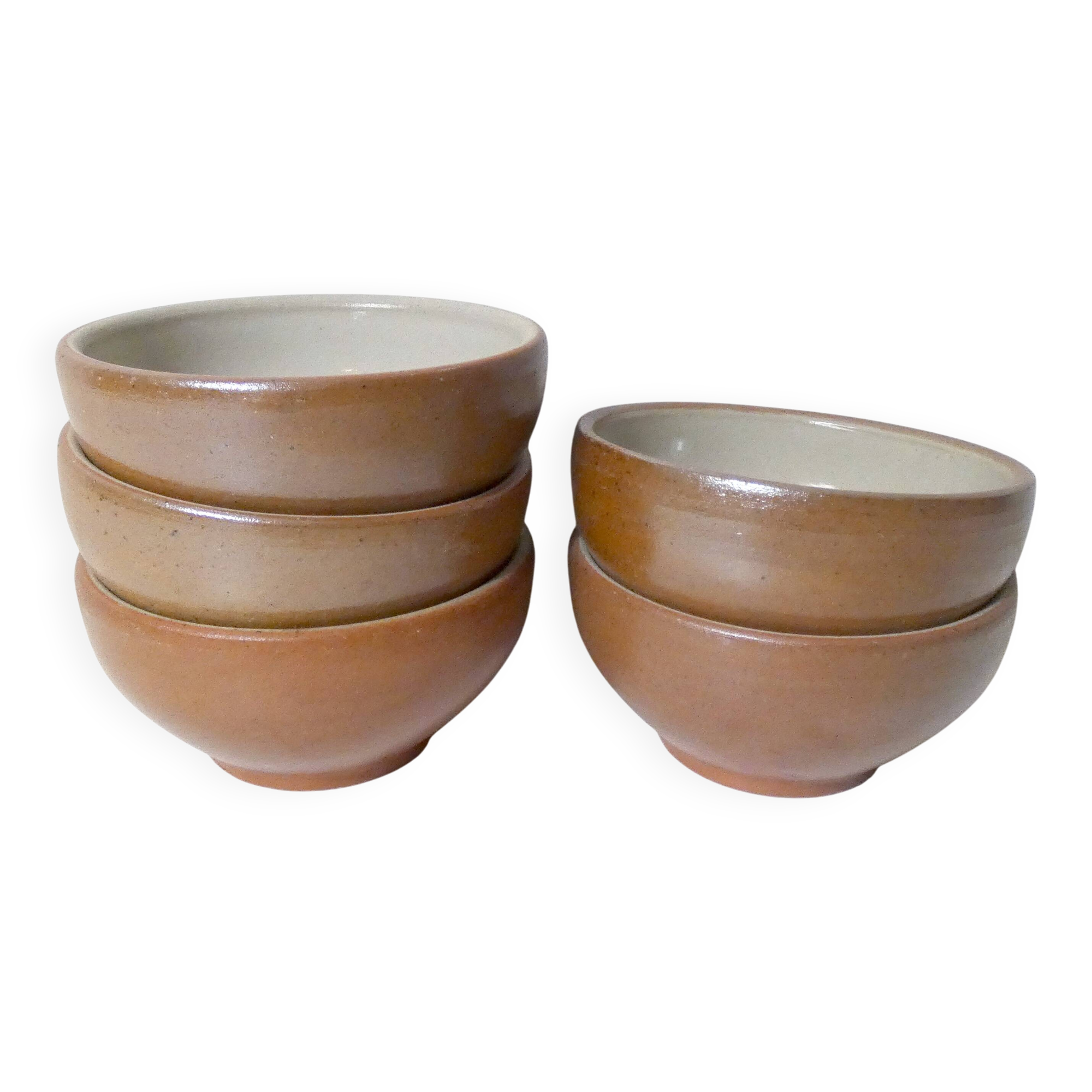 5 vintage stoneware bowls