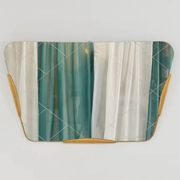 Large Trapezoidal Golden Wall Mirror With Engraved Diamond Pattern, Austria, 1950s