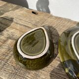 Duo of leaf and avocado slip in green ceramic - Portugal - vintage cup