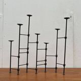 Mid-century brutalist extendable wrought iron floor chandelier, 1960s.