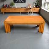 Vintage coffee table in solid elm from the 1970s.