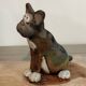 Raku ceramic dog sculpture, unique piece.