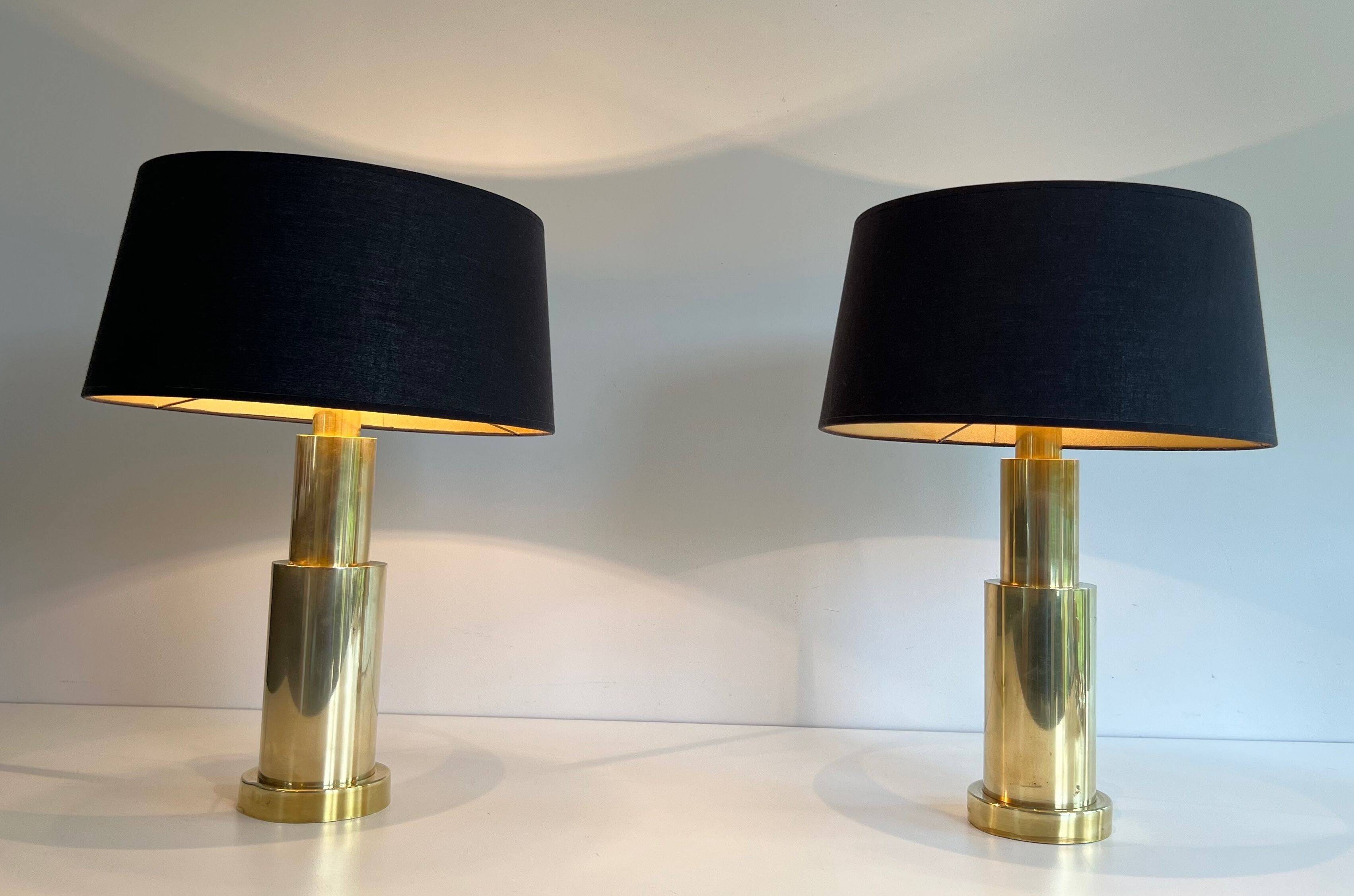 Paire de lampes modernistes en laiton