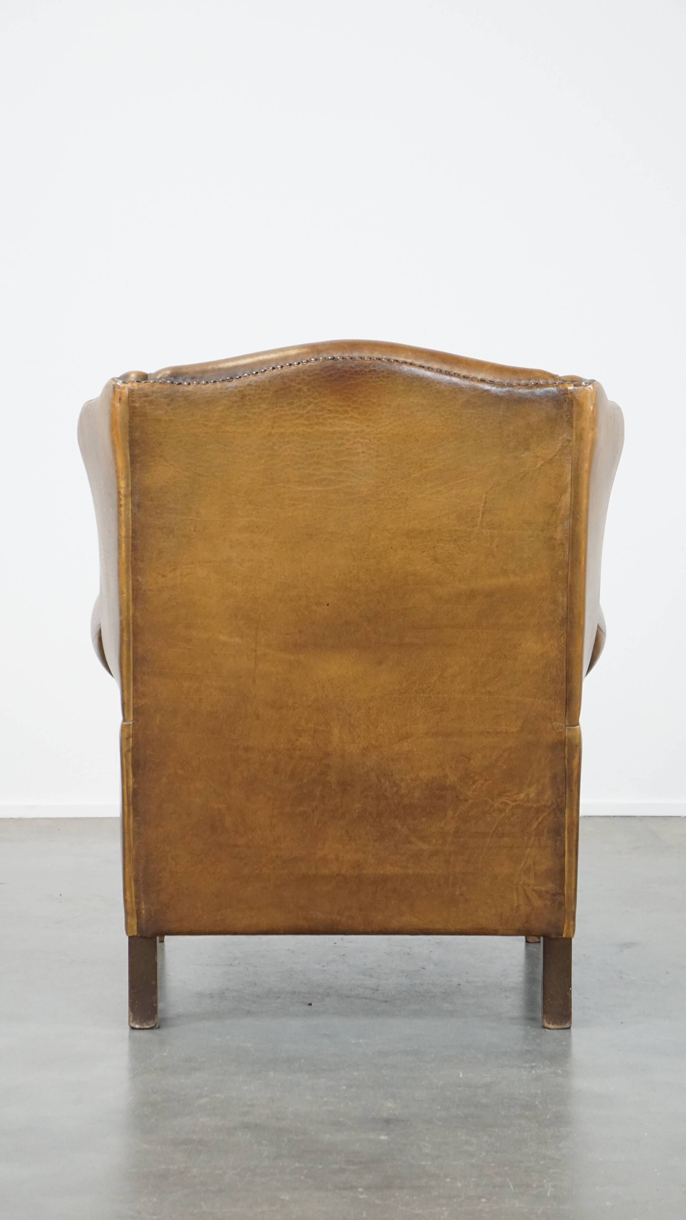 English style sheepskin wing chair