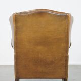 English style sheepskin wing chair