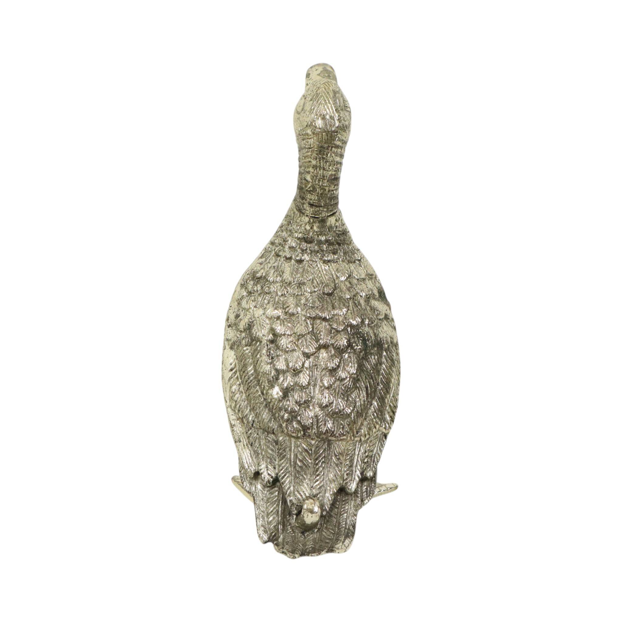 Silver-colored Duck Statue Sculpture Mauro Manetti Style 1970s