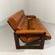 Rosewood and cognac leather canapé by Coja Culemborg, Netherlands, 1970s.