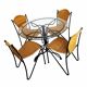 Wrought Iron Frederic Weinberg Dining Set with Glass Top