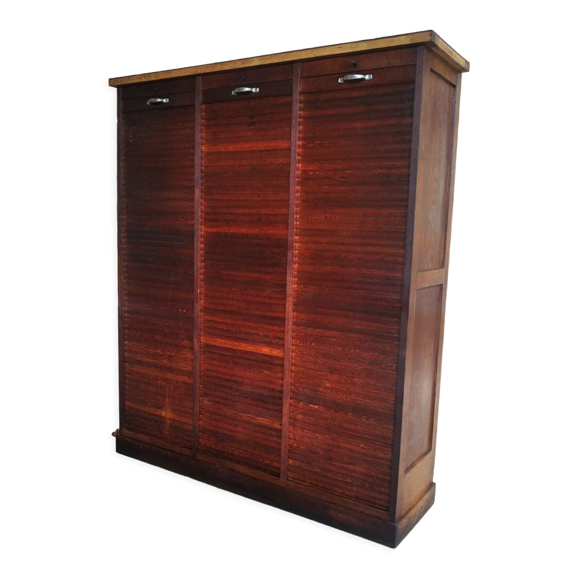 Vintage triple curtained filing cabinet, old 1930