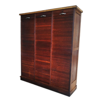 Vintage triple curtained filing cabinet, old 1930