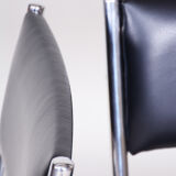 Chaises Bauhaus en cuir noir, Tchéquie des années 1930