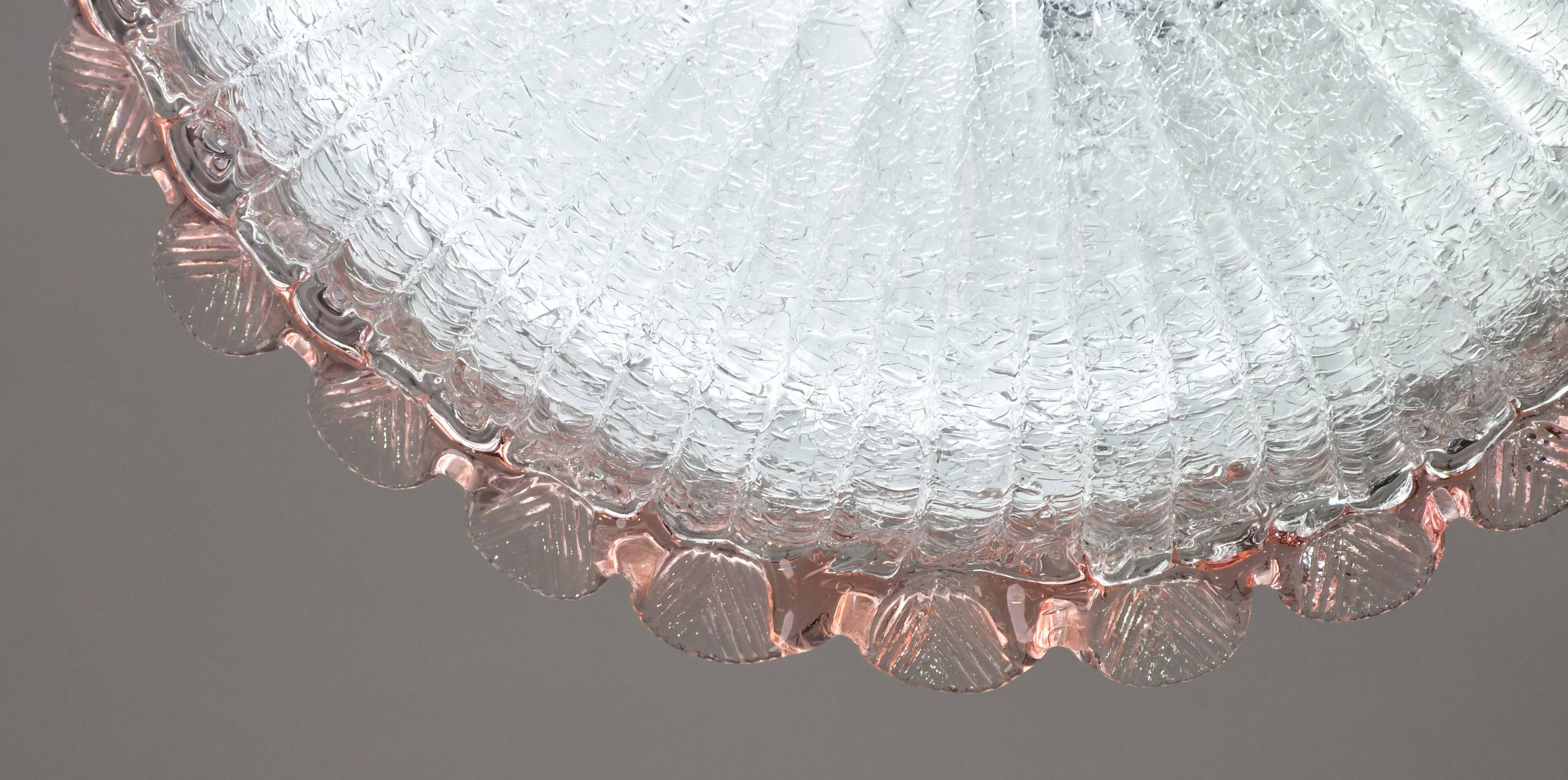 Precious Italian pink Murano glass ceiling fixture, Murano, 1970