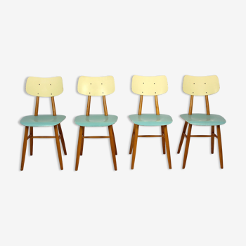 Vintage Wooden Dining Chairs from Ton, 1971, Set of 4
