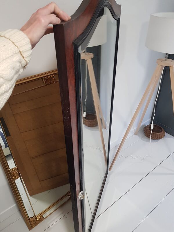 Miroir biseauté en loupe d orme 163cm×65 cm