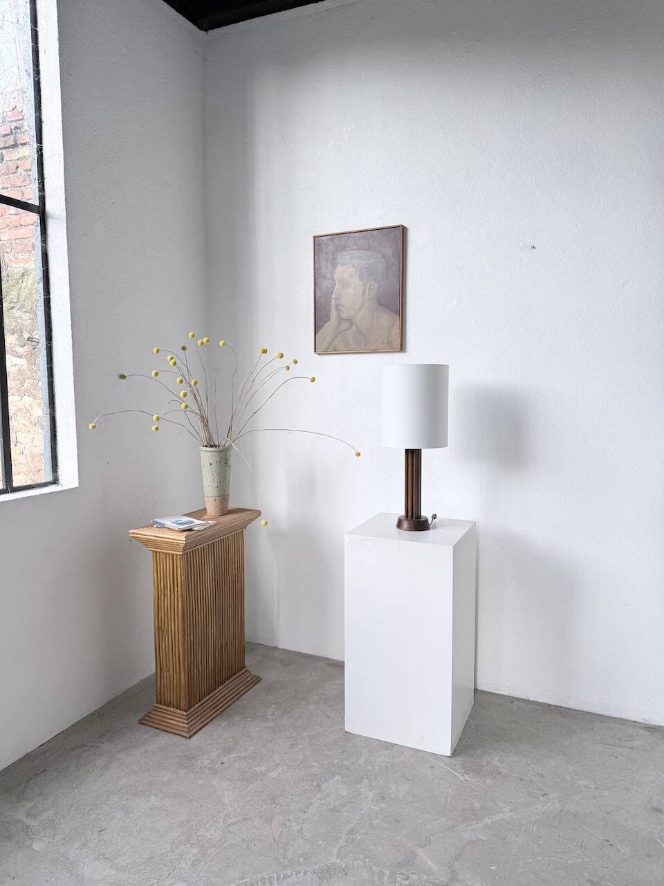 1940s Art Deco oak desk lamp