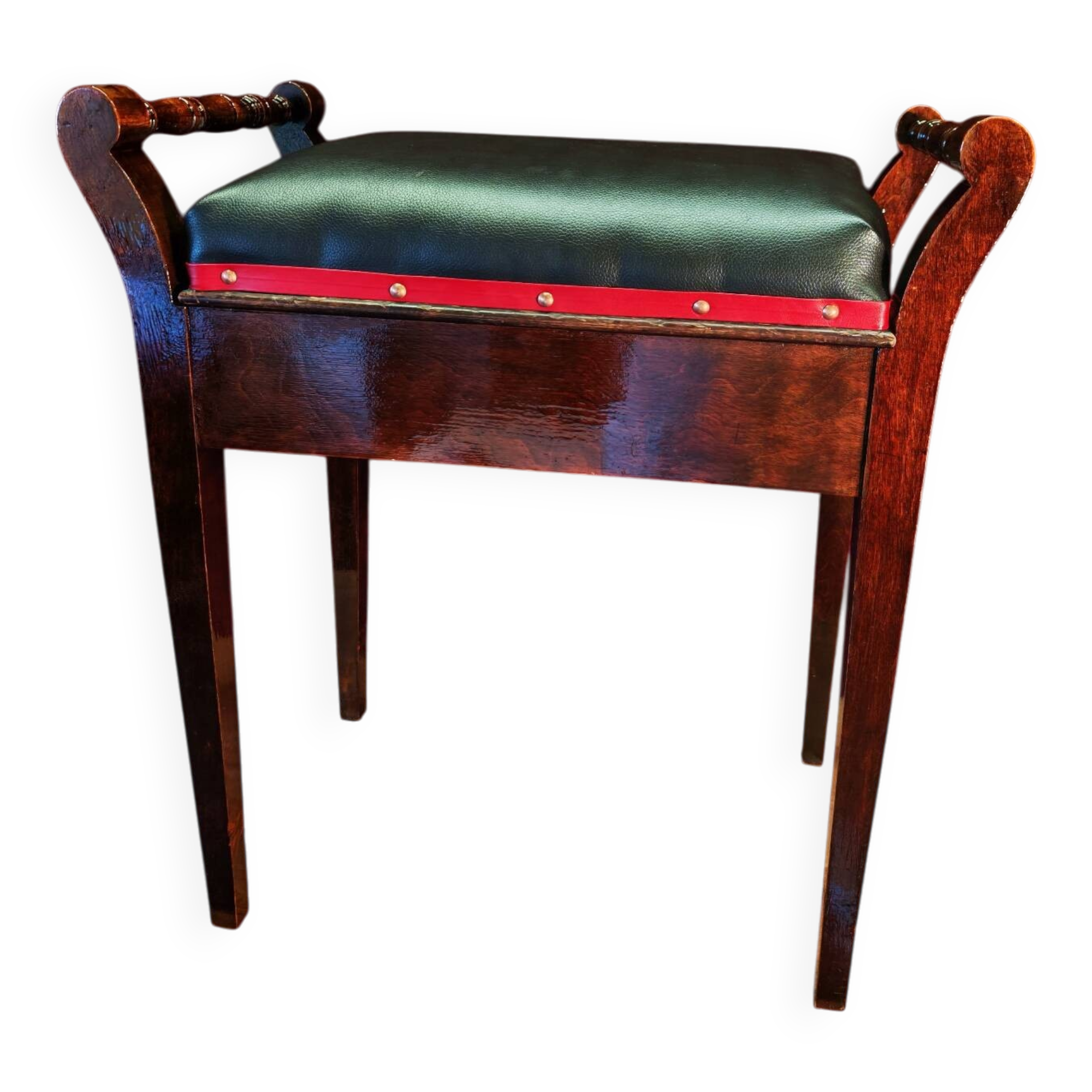 Vintage Single Seat Piano Stool - Refurbished. Soft Brown Leatherette