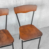 Set of 4 wood and metal vintage chairs